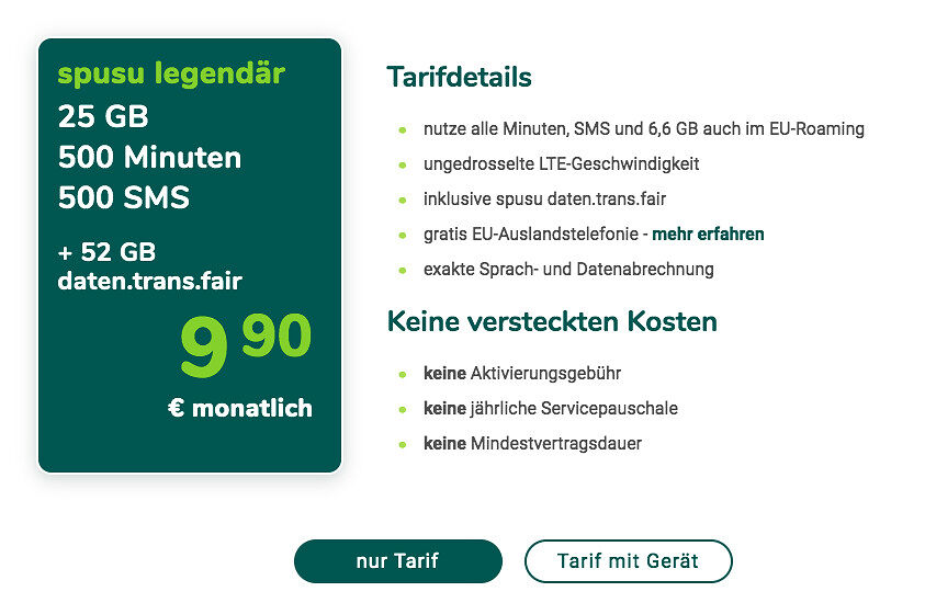 Spusu - einer von vielen günstigen Mobilfunk Anbieter in Österreich