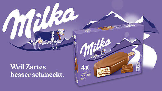 Milka Vanilla & Chocolate Swirl Stieleis 50 %