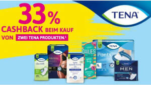 Tena - 33% des Kaufpreises zurückerhalten, beim Kauf von zwei TENA Produkten Gratis