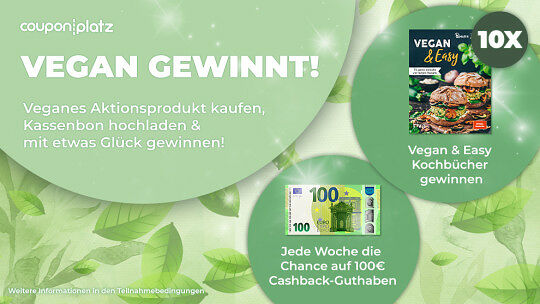 couponplatz Vegan Special-Lotterie 100% Cashback