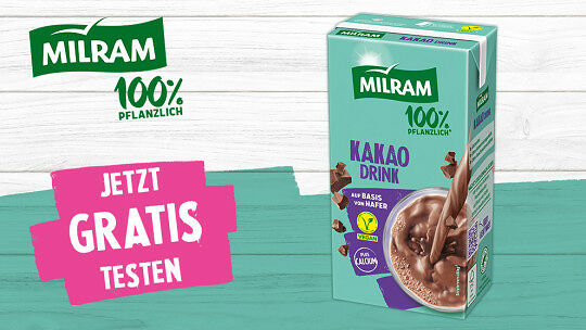 MILRAM 100 % pflanzlich Kakao Drink 100% Cashback